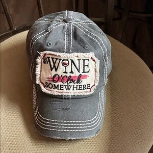 KBethos “Wine O’Clock Somewhere” Gray Distressed Cap